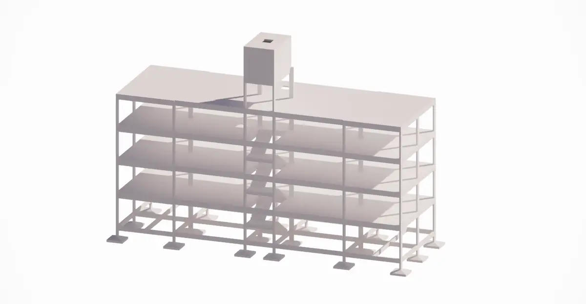 Modelo tridimensional da estrutura de uma edificação